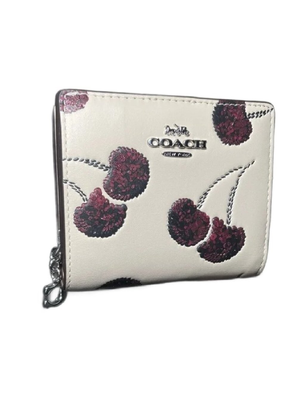 NWT- Coach Leather Snap Wallet, Cherry Print